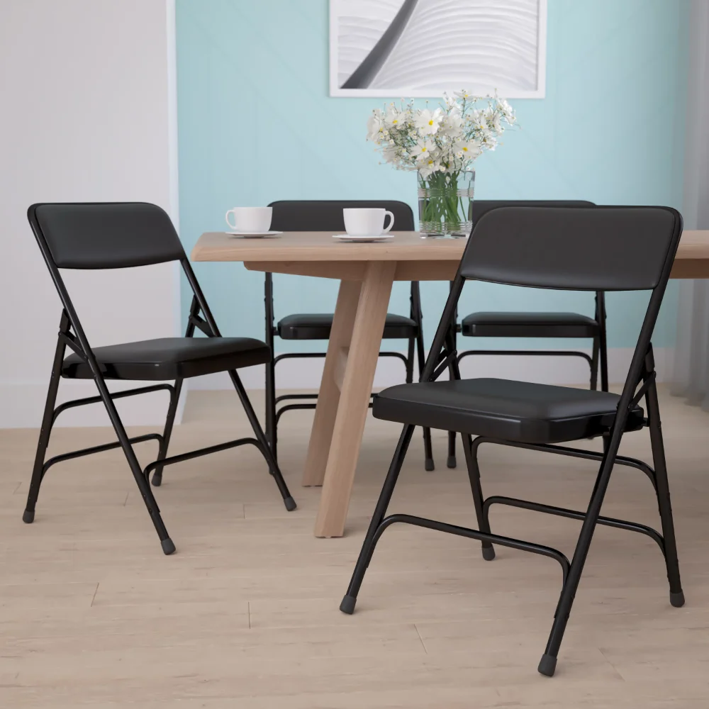 

4 Pack Curved Triple Braced & Double Hinged Vinyl Metal Folding Chair