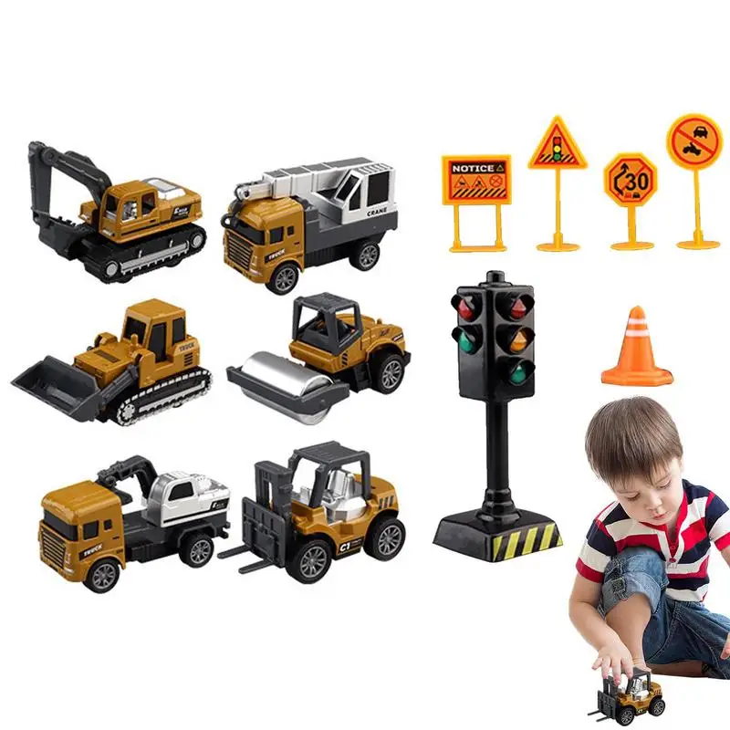 

Engineering Vehicle Set Pull Back Cars Alloy Construction Toys Transport Vehicle Tractor Forklift Play Vehicles Set For For Kids