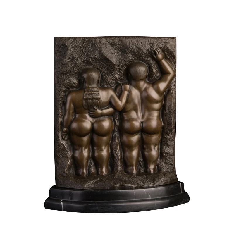 

PY-504 Famous bronze botero art decor Abstract bronze European fat lady and man statue copper sculpture for Studio decoration