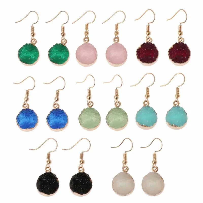 

Crystal Quartz Drop Earrings Irregular Cluster Stone Earrings Hoops Jewelry Gift