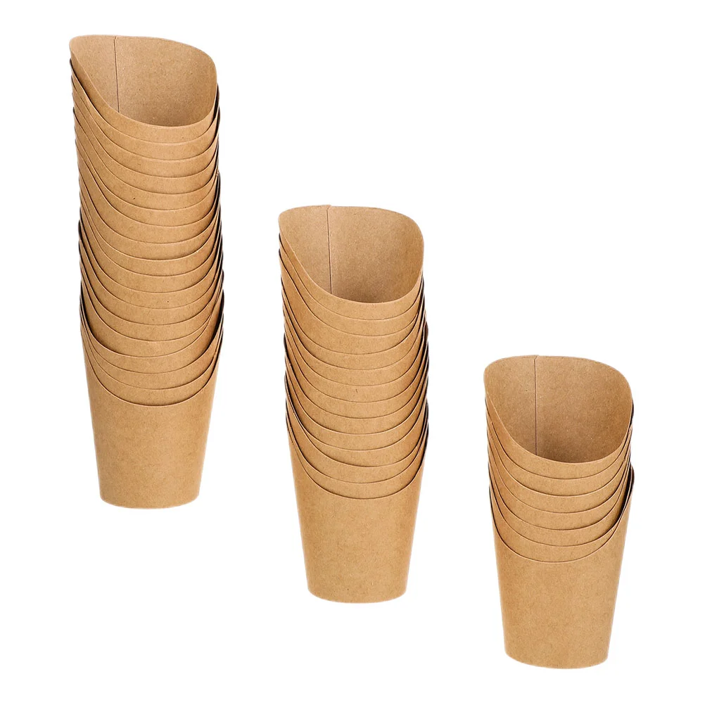 

100 Pcs Disposable Serving Trays Kraft Paper Fries Cup French Holders Cups Container Containers Food