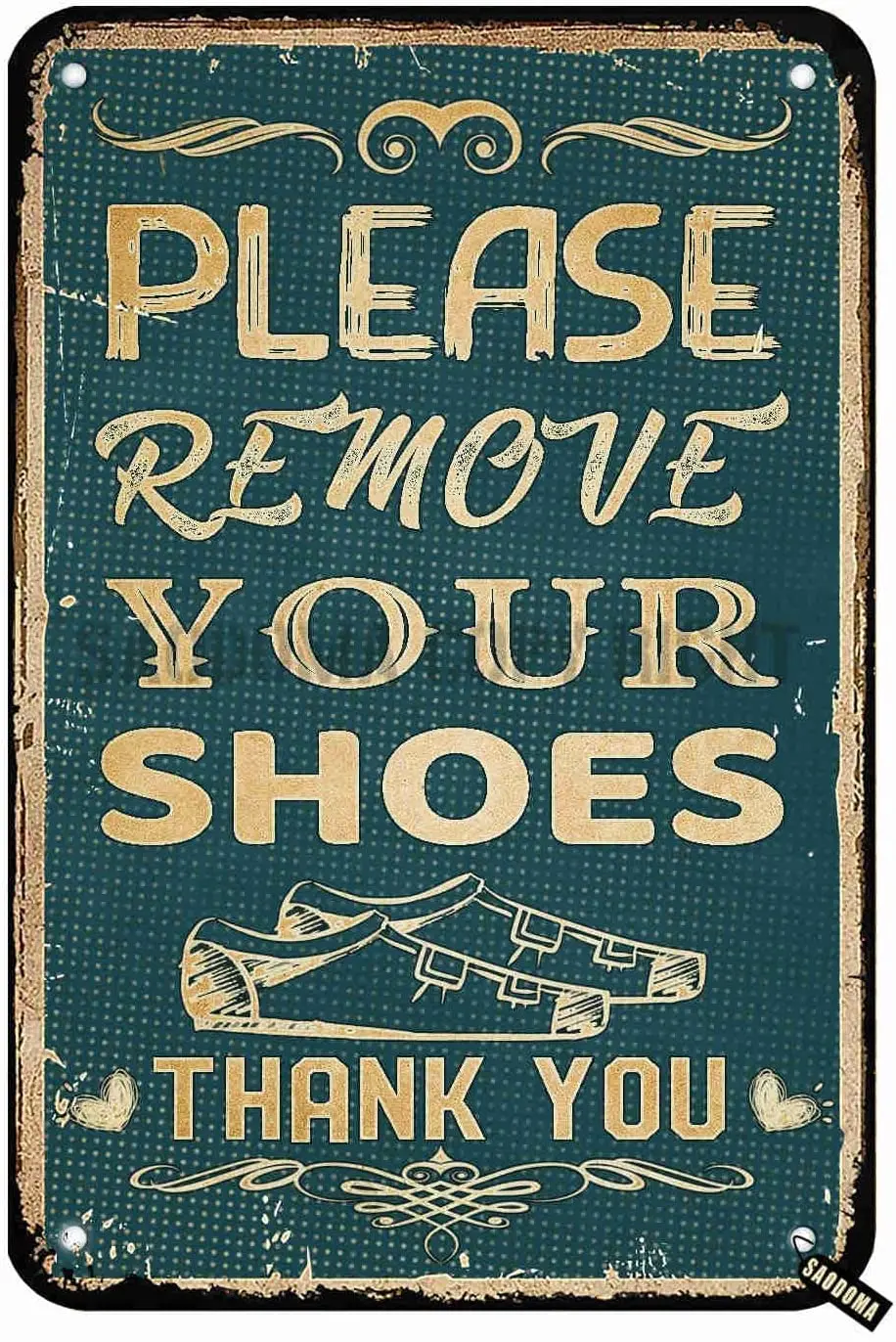 

Royal Vintage Metal Sign Please Remove Your Shoes Thank You - Vintage Style Remove Your Shoes Sign Porch Sign Metal Tin Sign