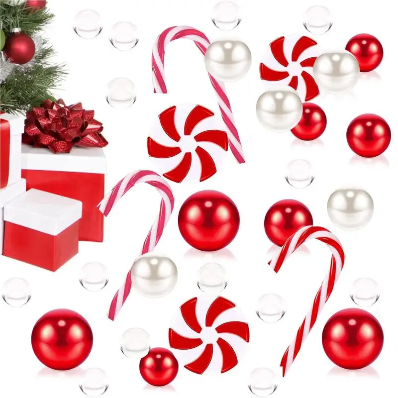 Christmas Vase Filler Beads White And Red Candy Cane Pearl Beads Acrylic Christmas Vase Filler Christmas Floating Pearls Filler