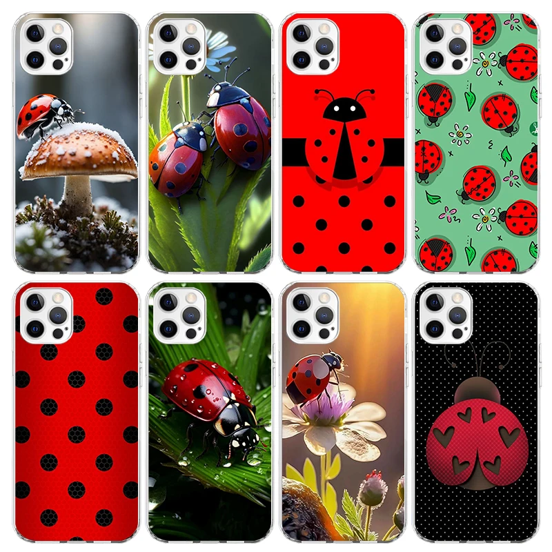 Insect Seven-Star ladybug Phone Case for Apple iPhone 16 15 14 Plus 13 12 Mini 11 Pro Max X XR XS 7 + 7G 8G SE 2020 Soft Cover