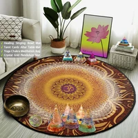 boho indian mandala round area rug buddhist meditation yoga floor mat living room carpet reiki crown chakra tarot card table pad