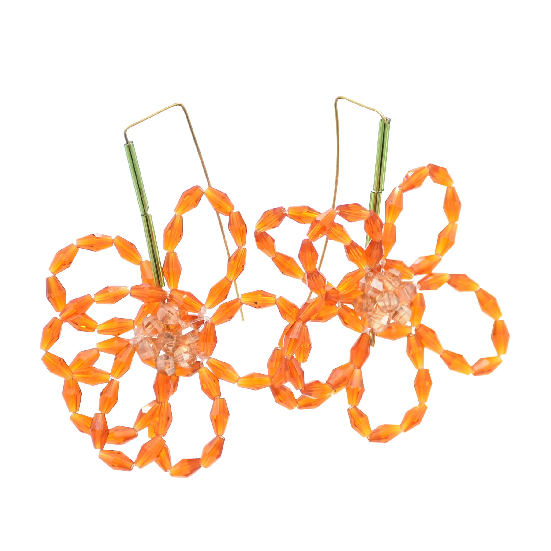 Женские акриловые серьги с бусинами оранжевые или фиолетовые серьги-подвески