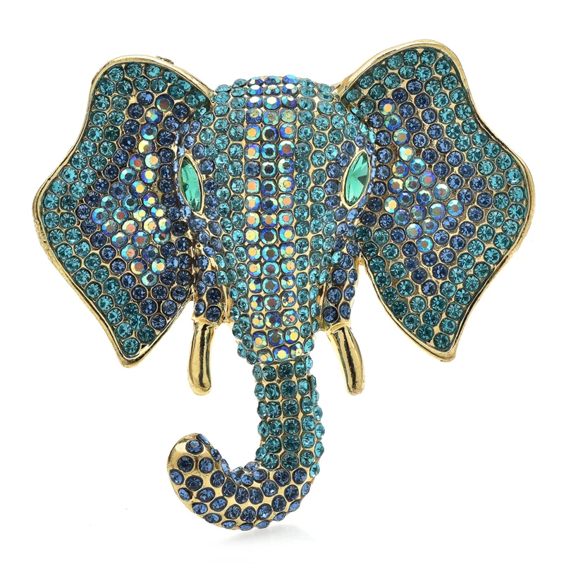 

Wuli&baby Sparkling Elephant Brooches For Women Unisex Luxury 2-color Big Animal Party Office Brooch Pin Gifts