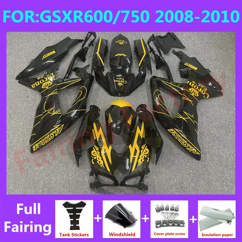 

Новый комплект обтекателей для мотоцикла ABS Подходит для GSXR600 750 08 09 10 GSXR 600 GSX-R750 K8 2008 2009 2010 комплекты обтекателей желтый черный