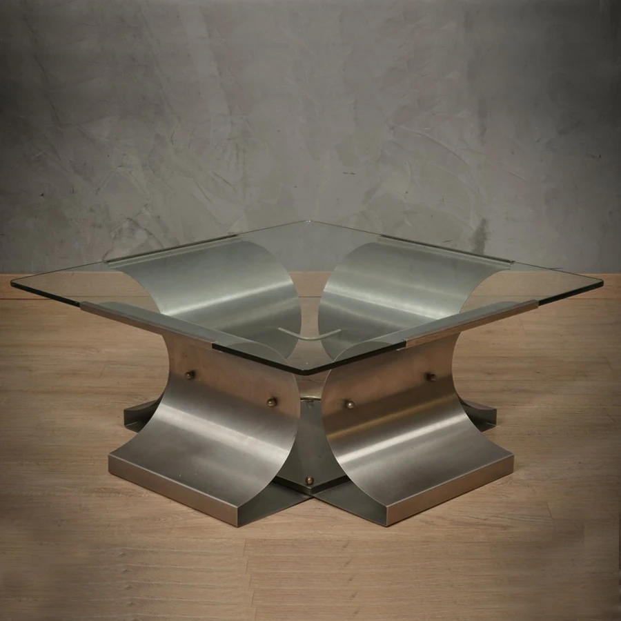 Фото Francois Monnet Pour Kappa Table Basse Художественный журнальный столик из нержавеющей стали №3