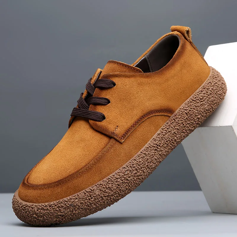 

Кроссовки мужские из коровьей замши, на шнуровке, дышащие, Повседневные Классические, плоская подошва, модная обувь