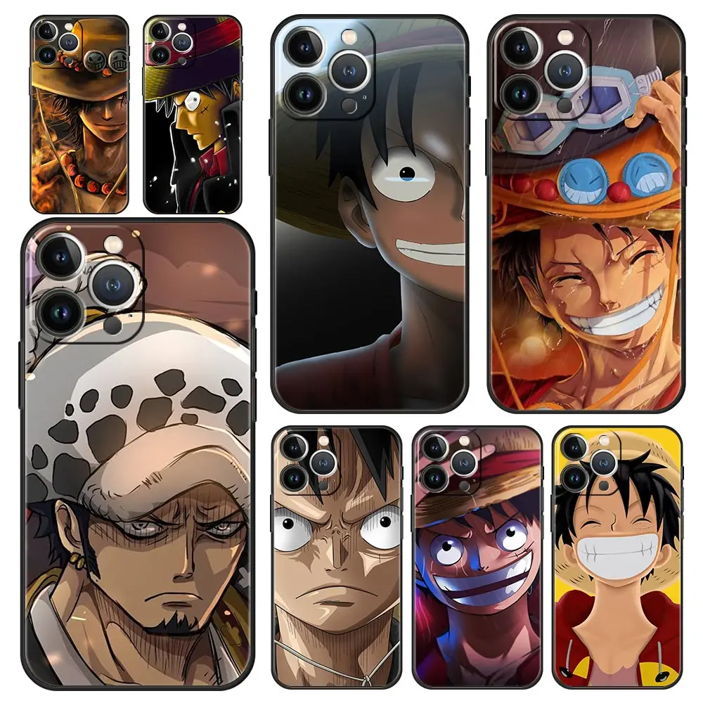 

One Piece D. Luffy Anime Luxury Phone Case For iPhone 13 12 11 Pro MAX XR X SE XS 7 8 Plus iPhone13 Mini Soft Black Matte Cover