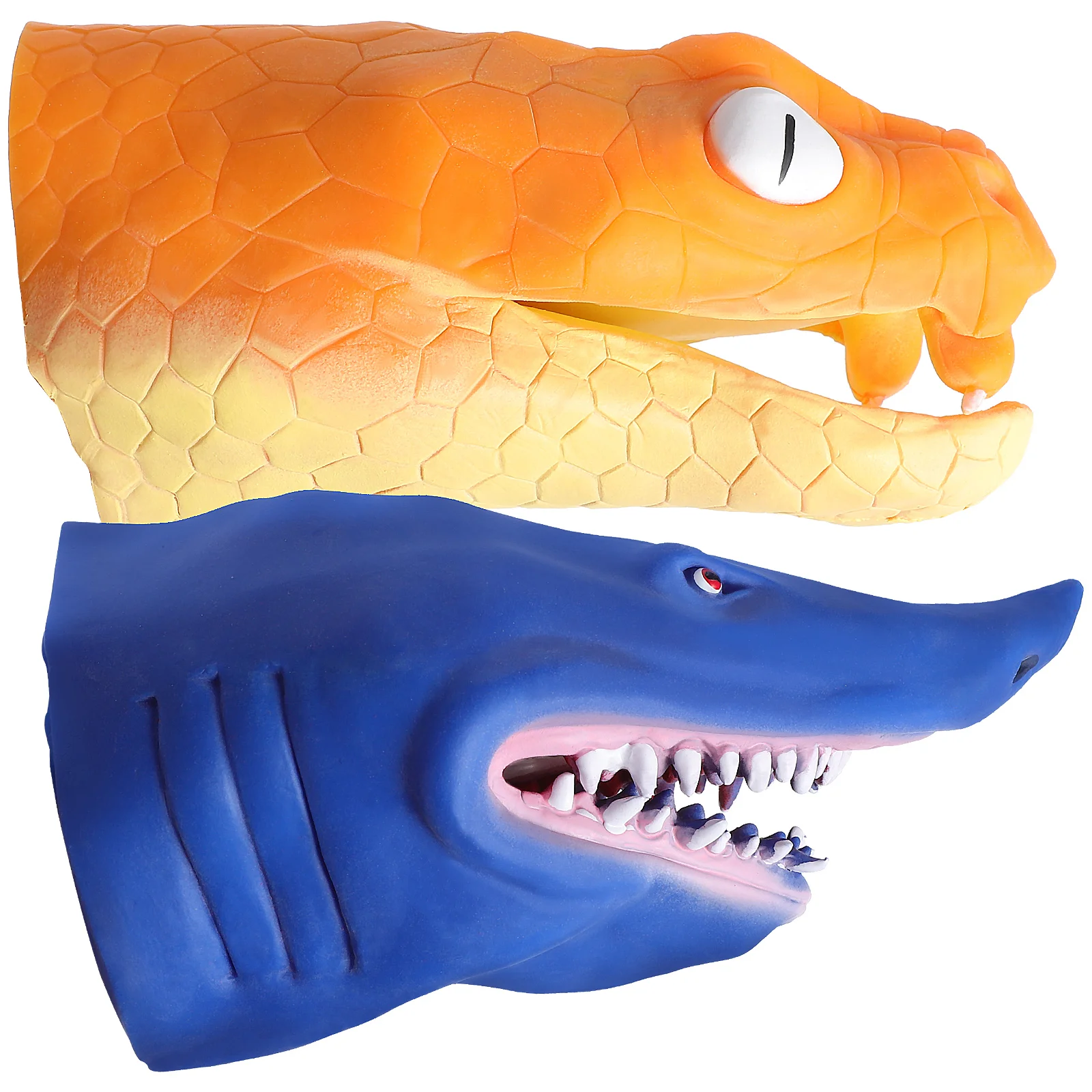 

2 Pcs Childrens Toys Hand Puppet Shark Puppets Finger Snake Tpr Playthings Kids