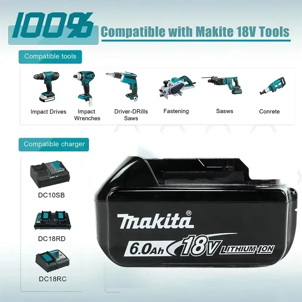100% оригинальный аккумулятор Makita 18 В 6000 мАч bl1850b BL1850 bl1860 bl 1860 bl1830 bl1815 bl1840 LXT400 для
