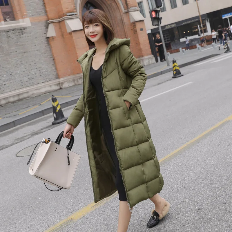 6XL Thick Warm Long Cotton Coat 8 Colors Women's Korean Winter Down Jacket Solid Color Hooded Slim Cotton Jacket New