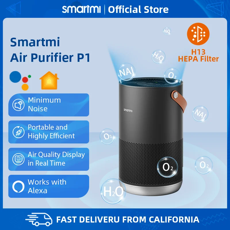 

Smartmi HEPA Air Purifier P1 for Home 180-320 ft², ZMKQJHQP11 / ZMKQJHQP12, Quiet Efficient Purifiers, Works with HomeKit Alexa
