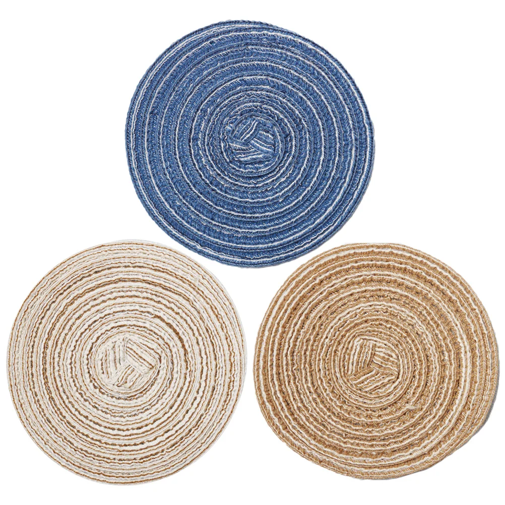 

3 Pcs House Mini Door Mat Decorations Supplies Floor Handmade Cotton Thread