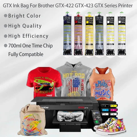 Для сумки для чернил Brother GTX, чернила DTG с одноразовым чипом для Brother GTX-422 GTX-423, для принтера серии Brother GTXPRO