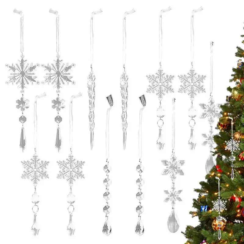 

Clear Icicles For Christmas Tree Clear Lifelike Snowflake Fake Icicle Christmas Tree Decoration Acrylic Icicle Ornaments