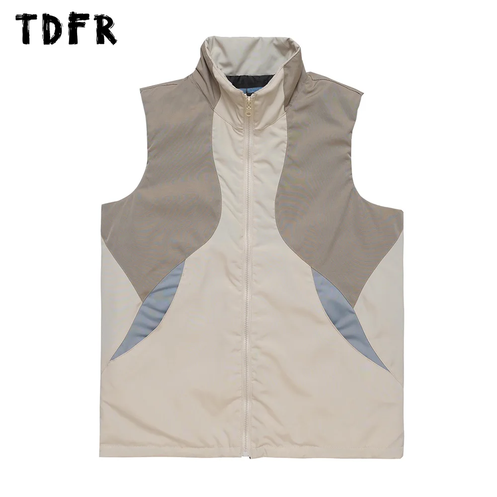 

Жилет-карго мужской с воротником-стойкой, Повседневная Свободная верхняя одежда без рукавов, в стиле пэчворк, осень