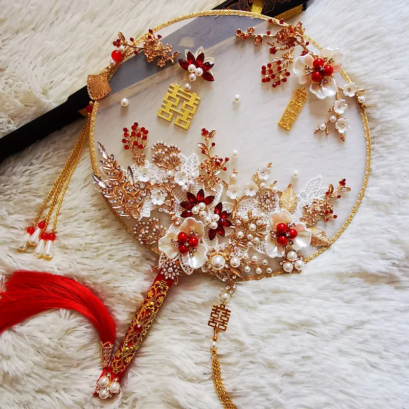 

Wedding Decorative Fan Handmade Chinese Vintage Court Fans Bride Handheld Fan Wedding Decoration Supplies Photography Ornaments