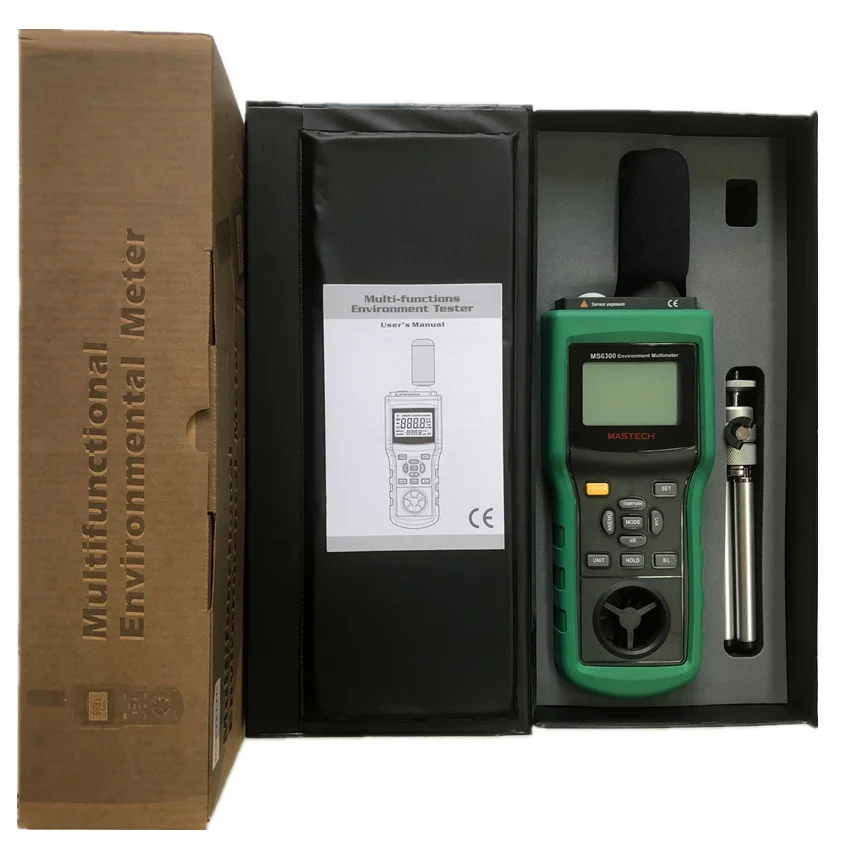 

MS6300 Digital Environment Meter Sound Level Indicator Temperature Humidity Sound Level Air Flow Tester Illuminometer Anemometer
