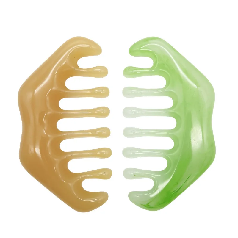 New Resin Scraping Board Head Massage Comb 8-tooth Comb Beeswax Acupoint Scraping Comb Body Health Care Tools