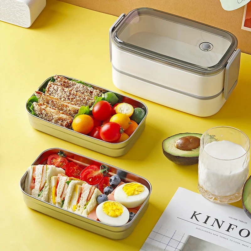 Kawaii Lunch Box Container Double Layer Bento Box With Cover Portable Compartment Storage Breakfast Boxes Food Storage Container