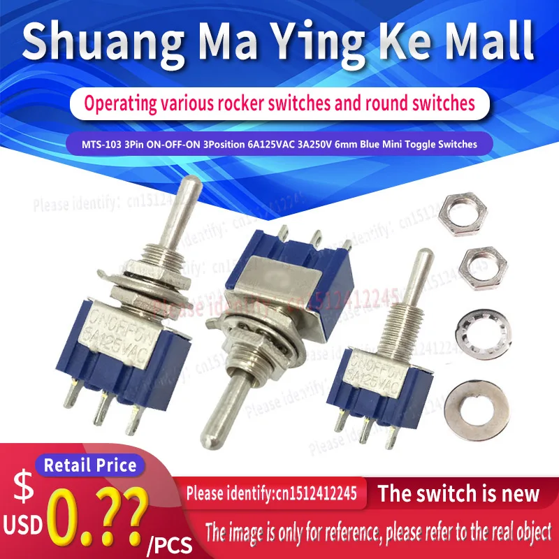 1 шт./партия, Рычажные мини-переключатели, 3 контакта, ВКЛ./ВЫКЛ., 6 А, 125 В переменного тока, 3a250в, 6 мм