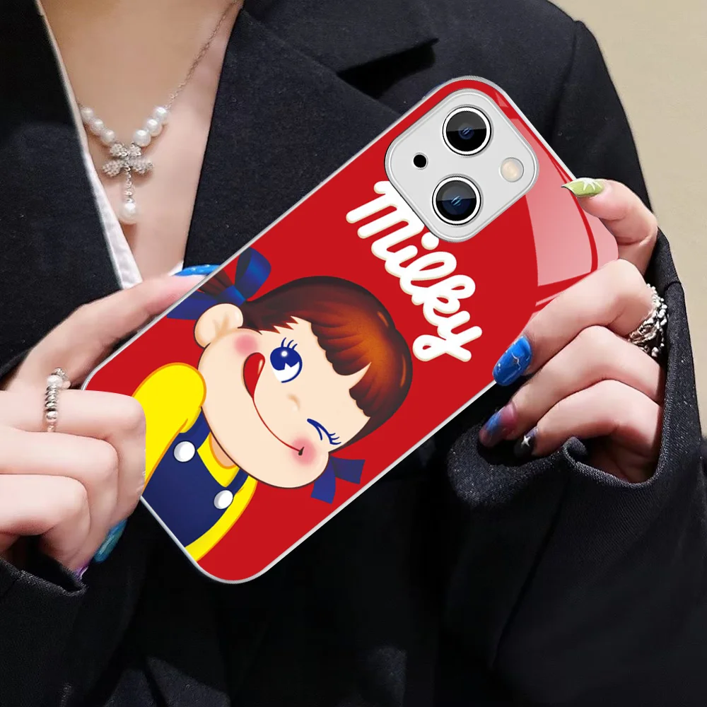 Чехол для телефона Fujiya Milky Peko-Chan из закаленного стекла iphone 14 13 12 11 Pro Mini XS MAX 14Plus X XR