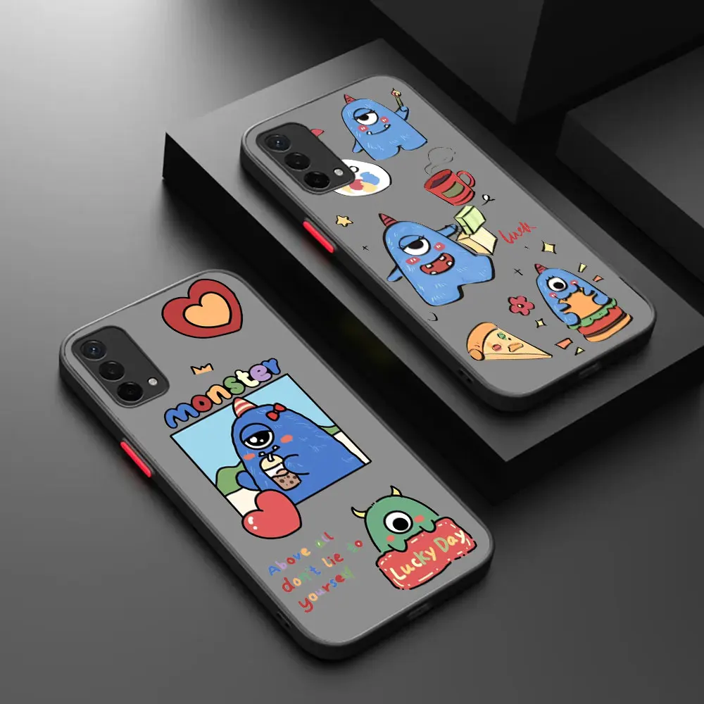 Cute Little Monster Matte Phone Case For OPPO REALME C17 V5 10 3 3I XLITE 5 5I 5S 6 6S 7 NARZO 20A PRO 5G