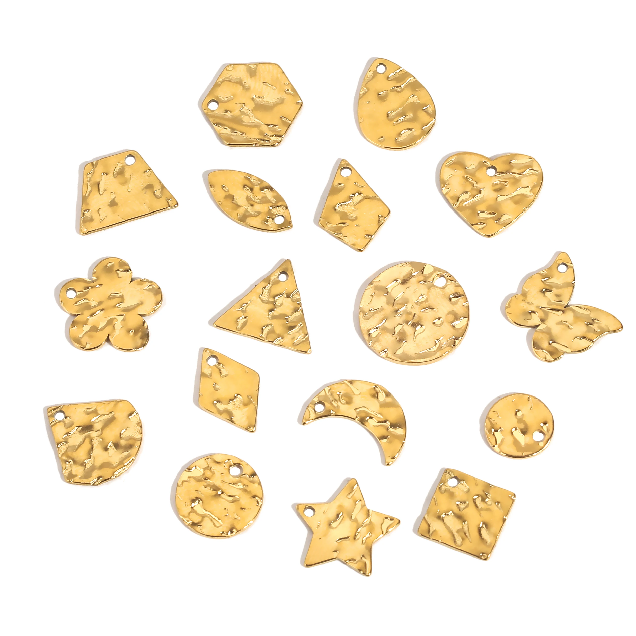 20 шт. круглые подвески в виде полумесяца и цветов из нержавеющей стали |