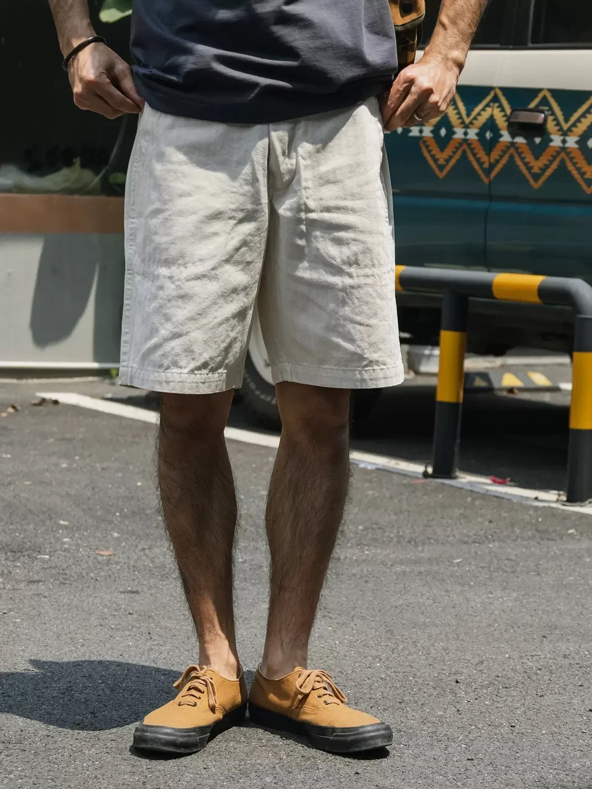 Bronson Mfg USN HBT Deck Shorts Мужские короткие брюки в винтажном стиле с узором елочка