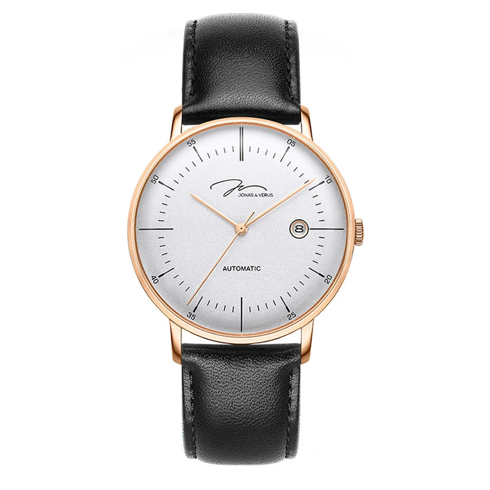 

Automatic Watch Men Luxury Business Mechanical Wristwatches 42mm Dress Watches Fashion Rose Gold Steel Clocks JONAS&VERUS 2023