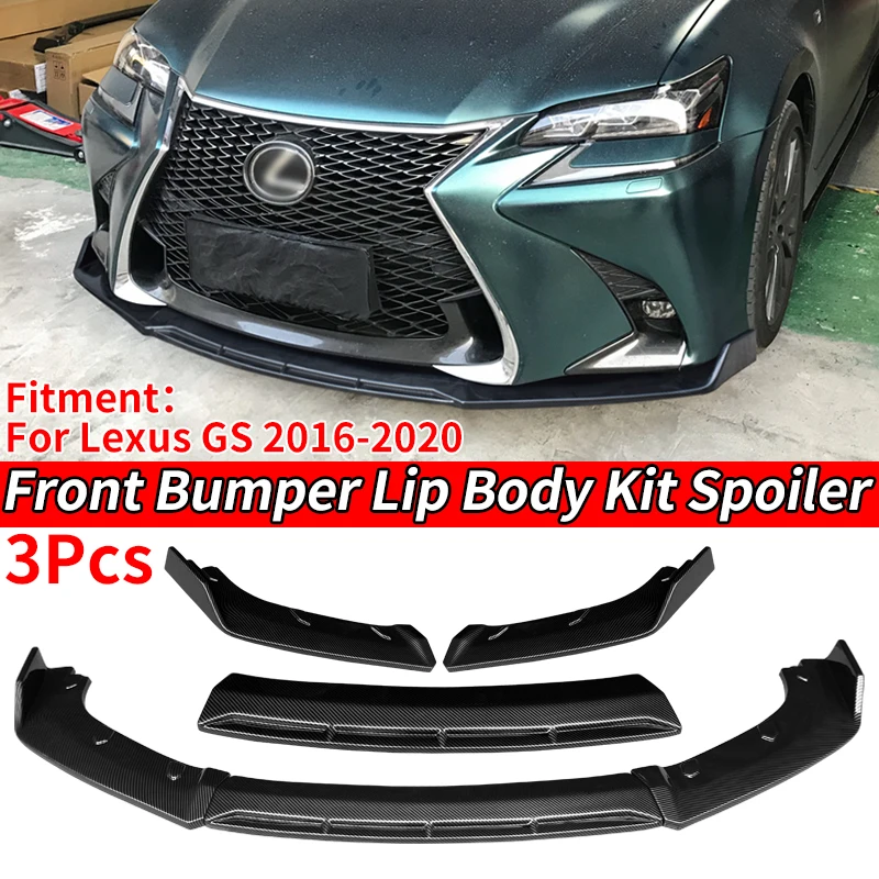

High Quality Car Front Bumper Lip Body Kit Chin Spoiler Diffuser Guard Accessories Carbon Fiber Look ABS For Lexus GS 2016-2020