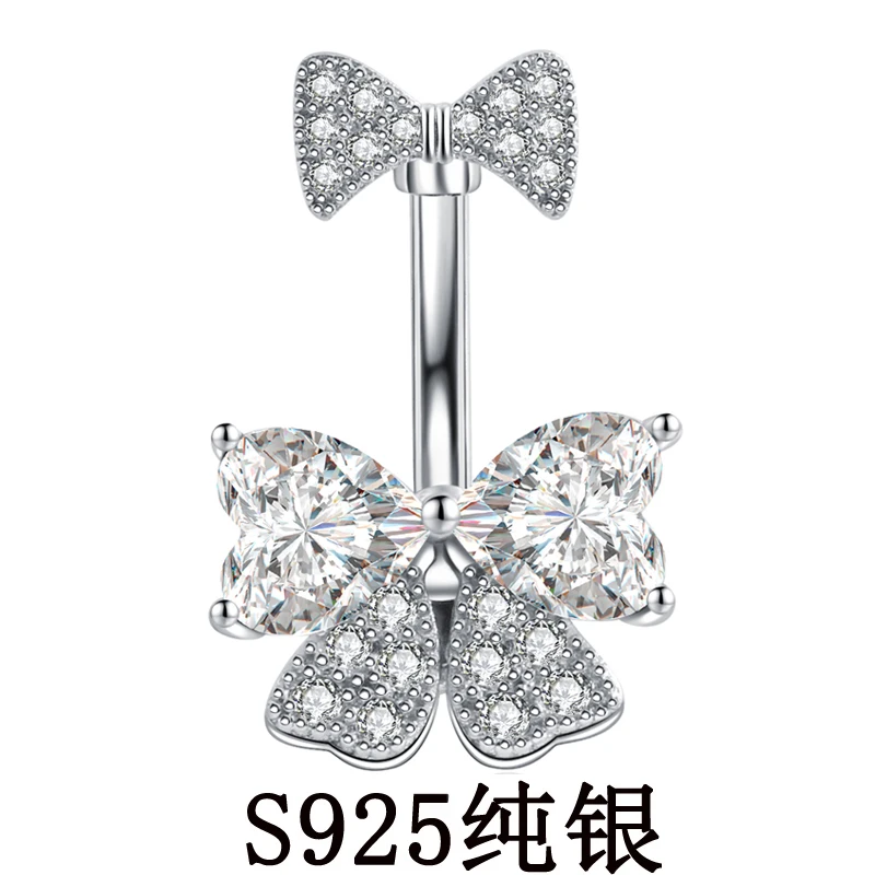 

1 шт., серебряное кольцо для пупка, с бантом