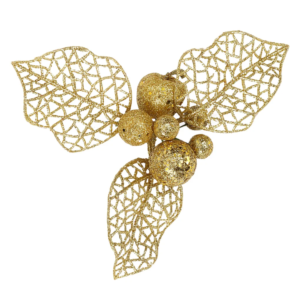 

Christmas Poinsettia Artificial Berries Red Decor Flower Berry Fake Flowers Tree Green Bedroompine Bunch Winter