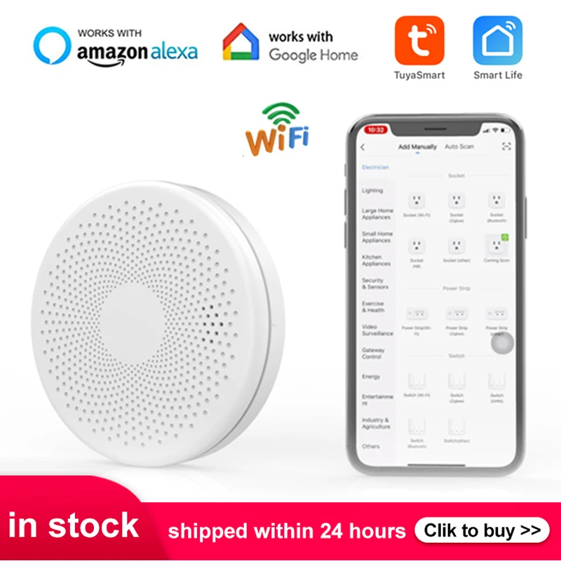 

Tuya WIFI 2 In 1 Smoke Carbon Monoxide Combo Detector Sensor Fire Alarm Home Security System Firefighters Tuya Smoke Alarm New