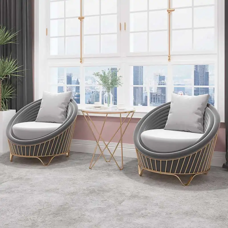 

Nordic fabric single person sofa small family balcony table and chair clothing store nail shop reception leisure