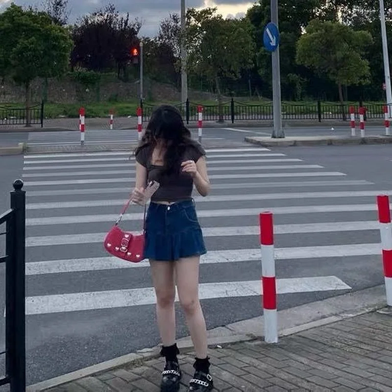 xiuya harajuku vintage female shoulder bag 2022 rose red heart japanese goth lolita bag female handbags mobile phone pouch purse free global shipping