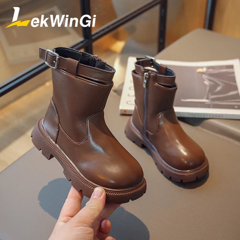 

Size 26-36 Kids Short Boots Vintage Children's Boots for Winter Girl Child Shoe Non-Slip Shoes Girl botas para niños