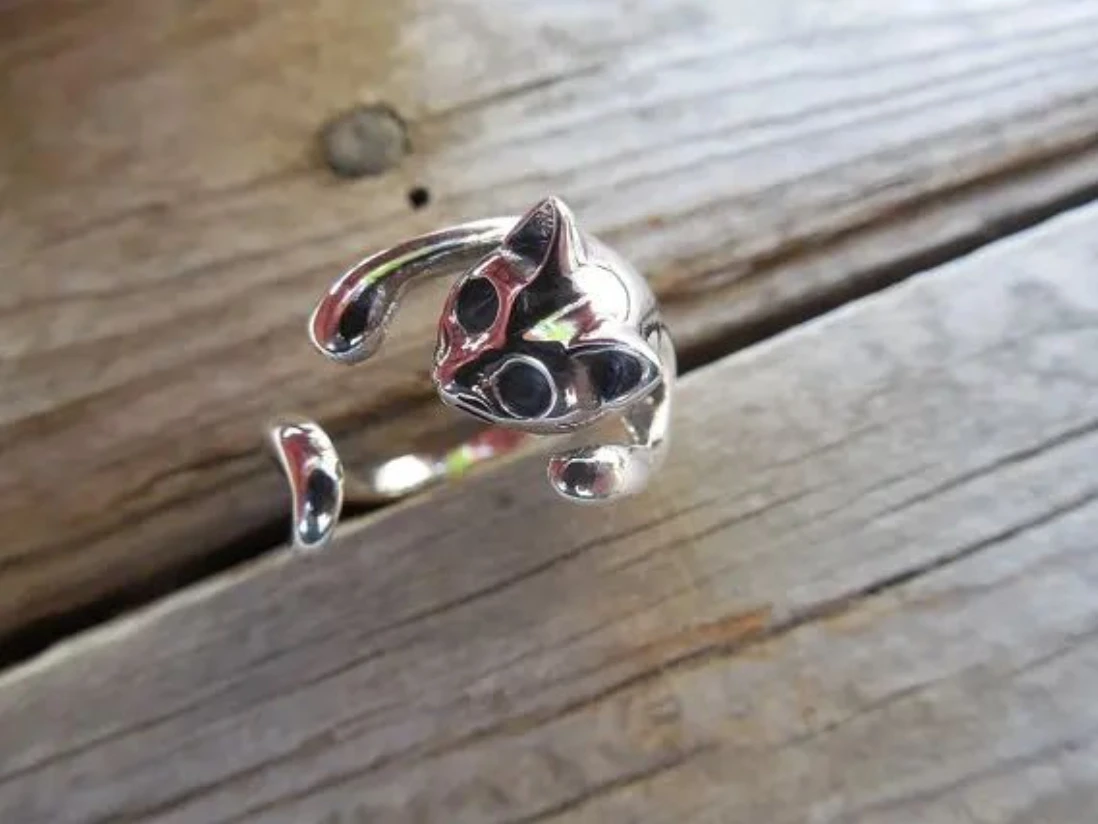 Регулируемое кольцо с милым котом