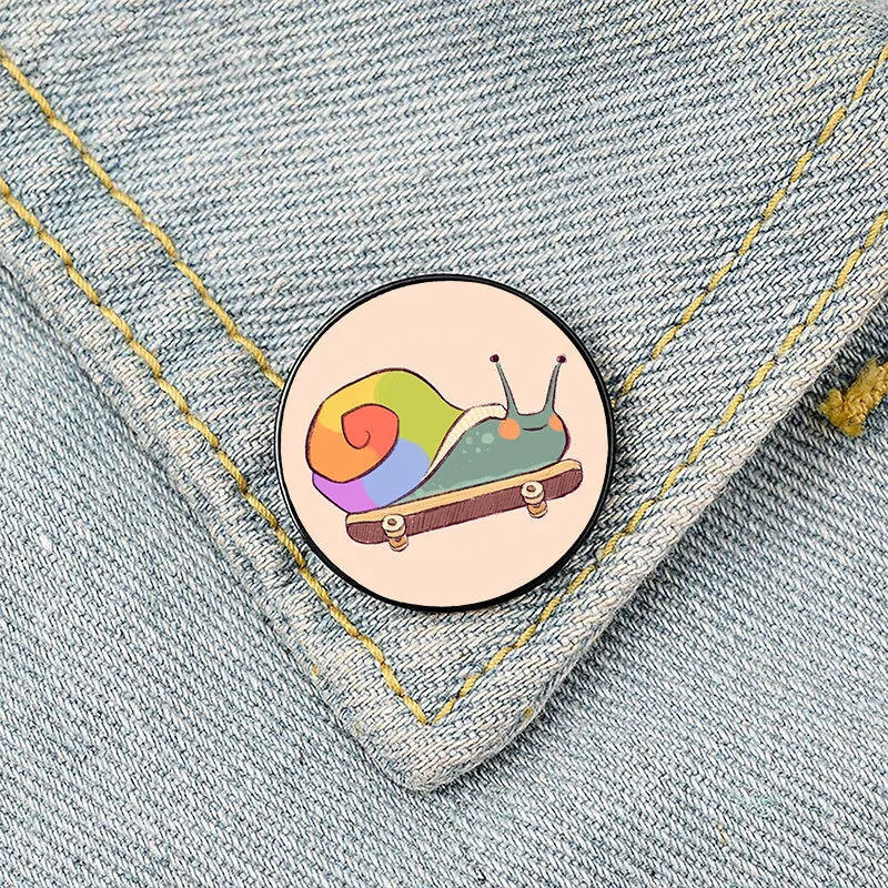 

Pride snail on a skateboard Pin Custom Brooches Shirt Lapel teacher Bag backpacks Badge Cartoon gift brooches pins for women