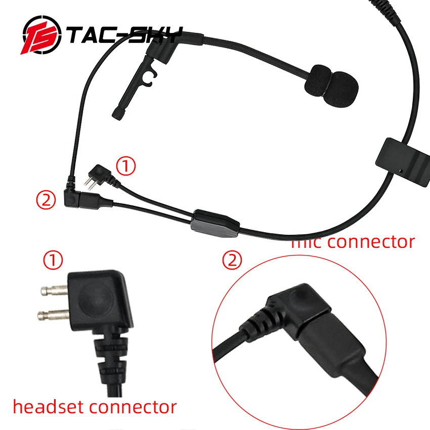 TS TAC-SKY Tactical Headset Comtac Headset Microphone Y-Wire Kit Compatible with PELTOR PTT for Comtac Headset