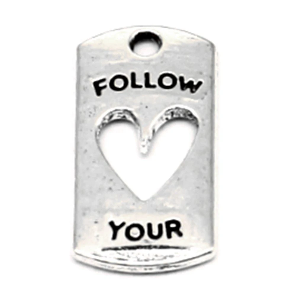 

100pcs Wholesale Jewelry Lots Rectangular Heart Charms Pendant Supplies For Jewelry Materials 10x21mm