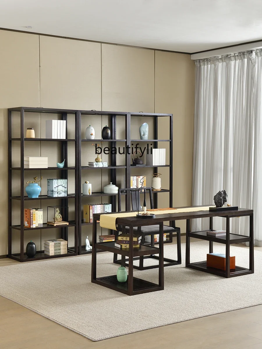 Стеллаж Bogu в китайском стиле с лампой павильонная полка Duobao из массива дерева