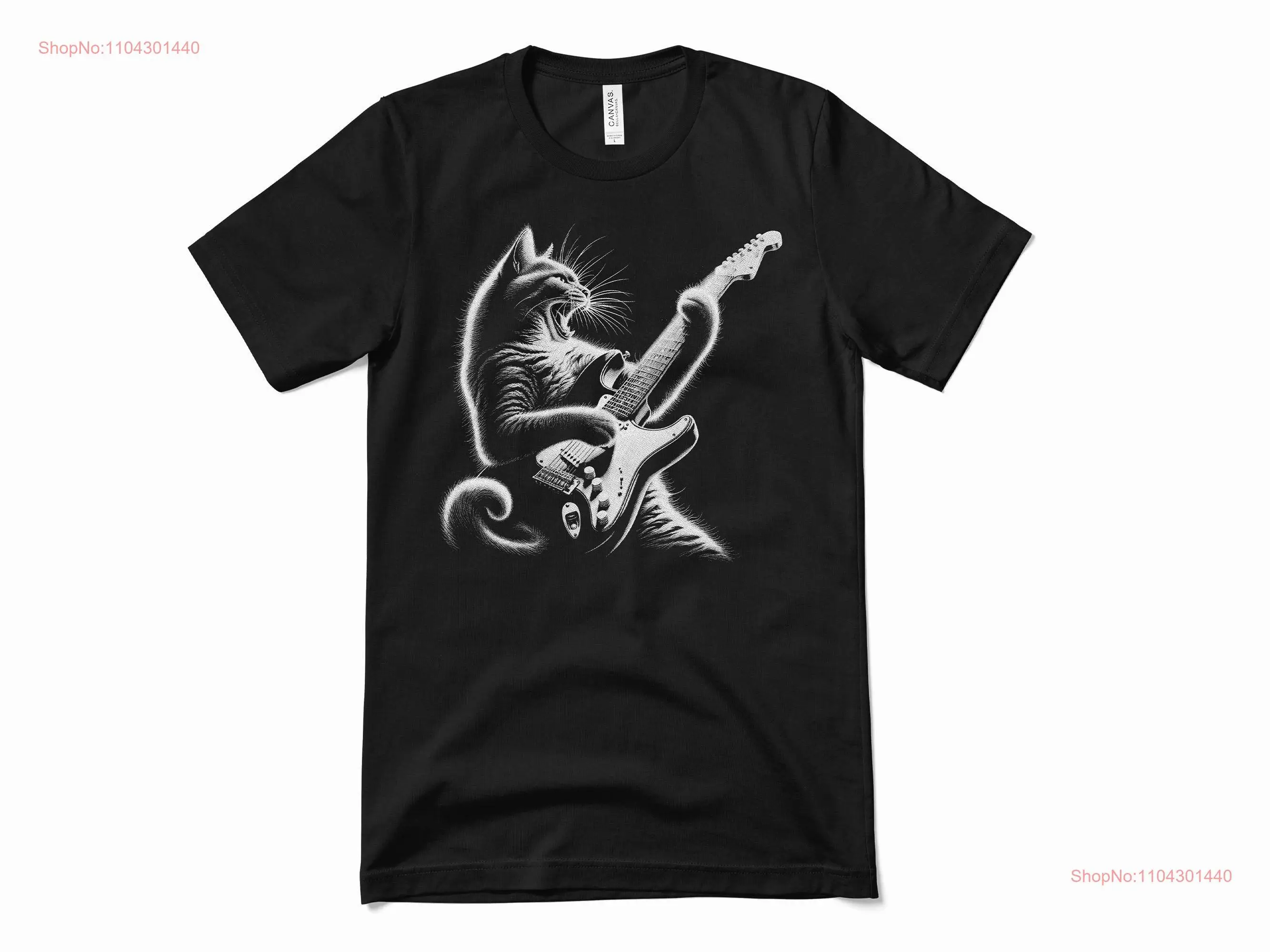 Cat Rocking Out Винтаж Рисунок Ретро Футболка Искусство Химерный Концерт Веселый