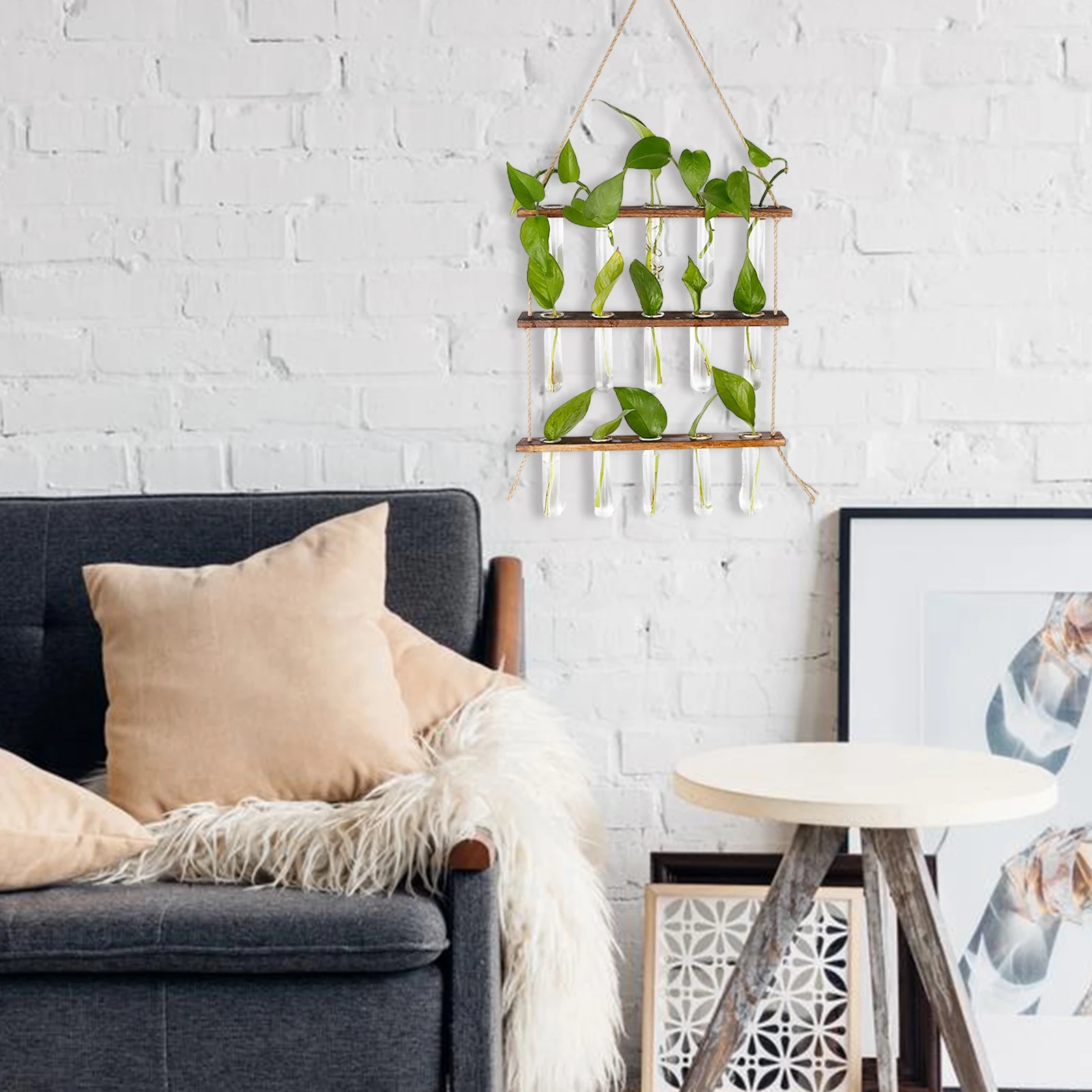 Wall Hangings Planter Terrarium 3 Tiered Plant Propagation Stations With Wooden Stand Retro Clear Test Tube For | Дом и сад