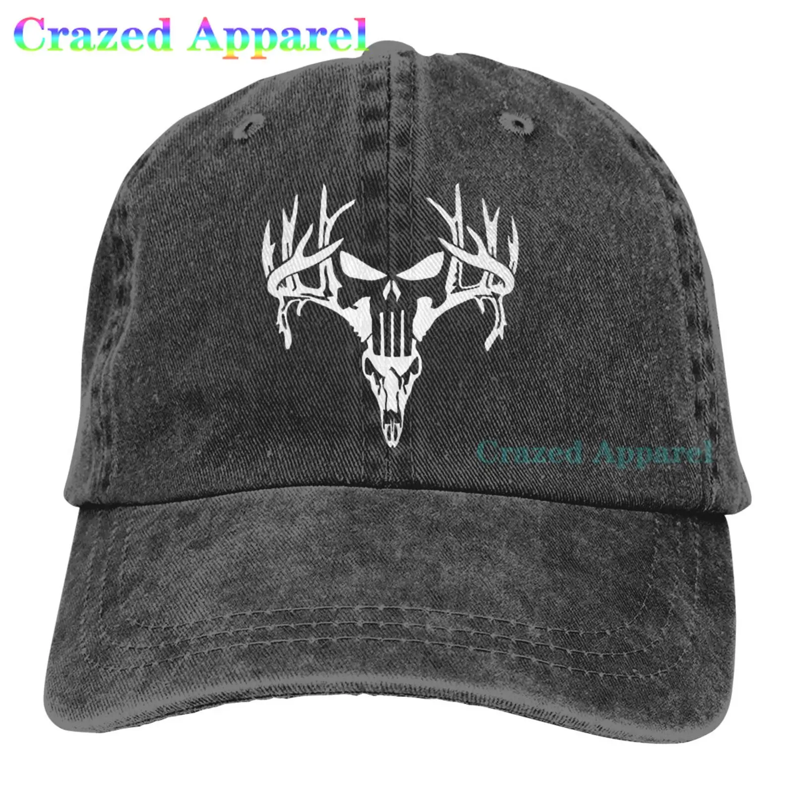 

Deer Antlers Skull Deer Hunting Baseball Cap Adjustable Washable Denim Hat Trucker Cap Men's Women's Caps Hip Hop Hat