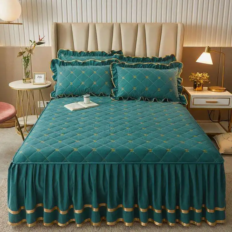 Осенняя утолщенная юбка-кровать комплект из трех предметов. 2 м одинарный