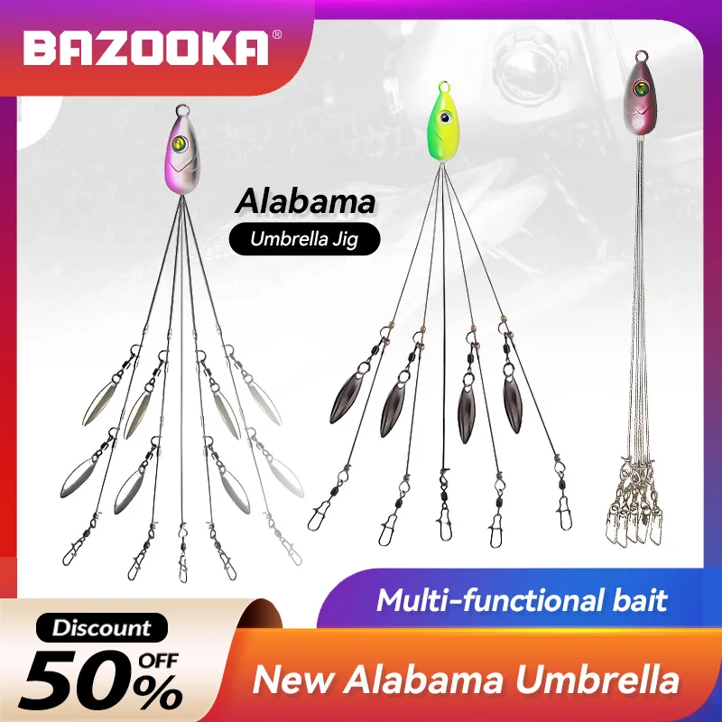 

Bazooka Umbrella Rig Alabama Jigging Fishing Lures Group Lead Jig Spinner Spoon Soft рыбалка Jighead Bass Pesca Winter Bait